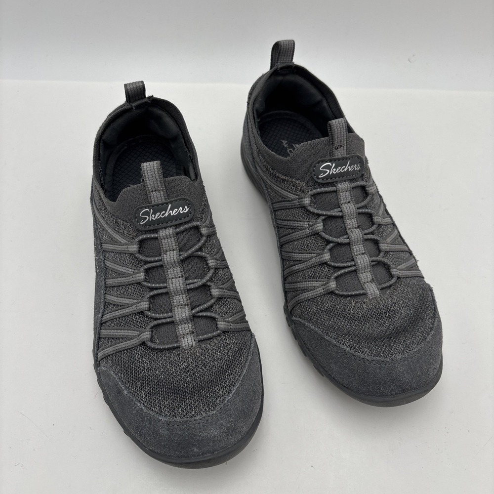 Skechers Shoes Women 6 Gray Slip On Sneaker Flat Arch Fit Air Cooled Memory Foam